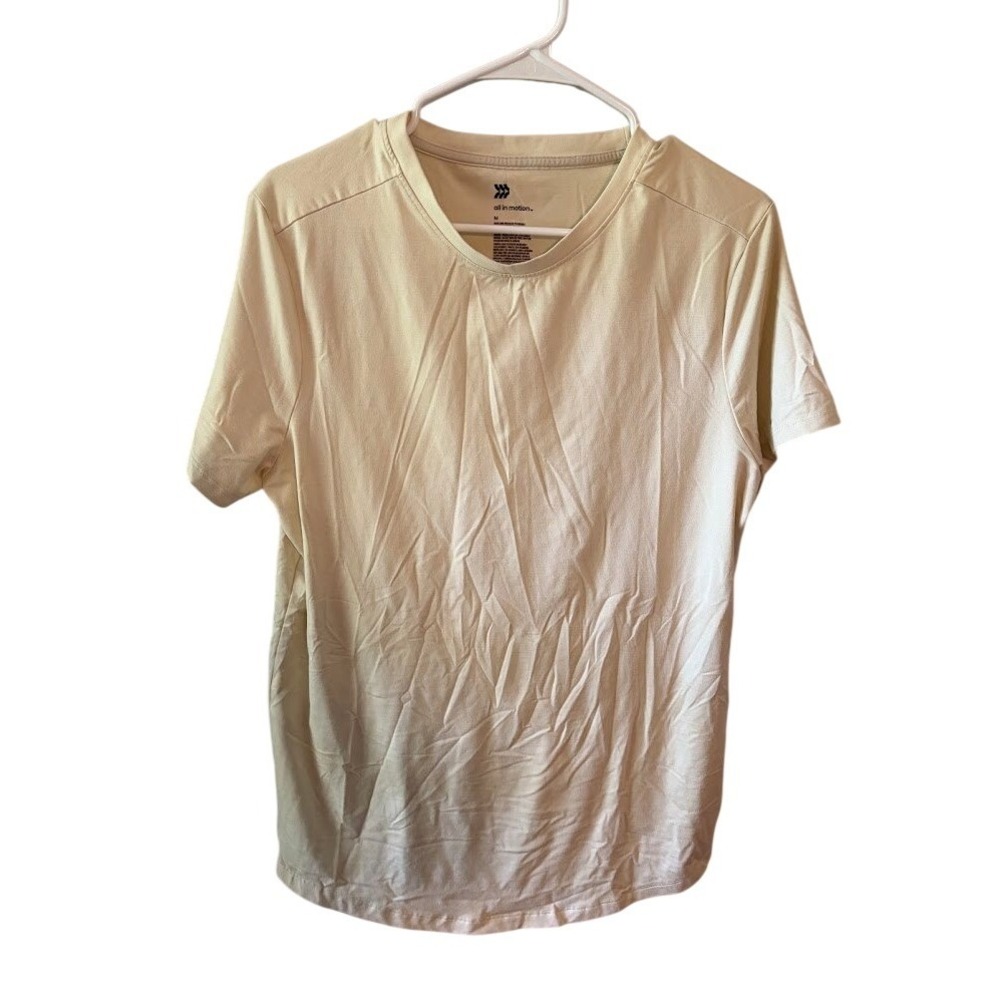 All In Motion Mens Performance Short Sleeve T-Shirt Tan Cream Size M E0229